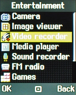 Scroll to Video recorder and press the Navigation key.