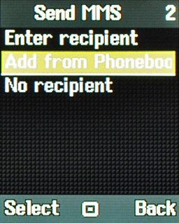 Scroll to Add from Phonebook and press the Navigation key.