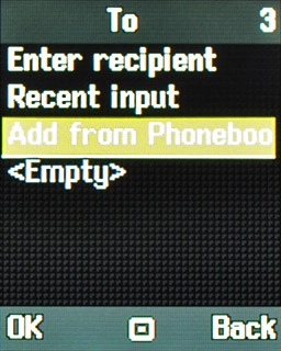 Scroll to Add from Phonebook and press the Navigation key.