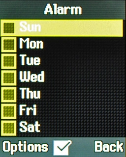 Highlight the required days and press the Navigation key to select them