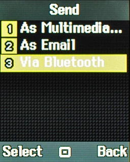 Scroll to Via Bluetooth and press the Navigation key.