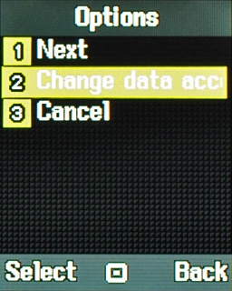 Scroll to Change data account and press the Navigation key.