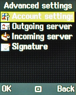 Scroll to Account settings and press the Navigation key.