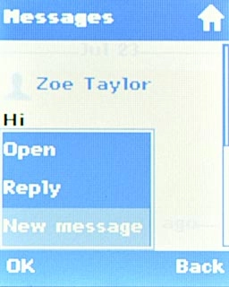Scroll to New message and press the Navigation key.