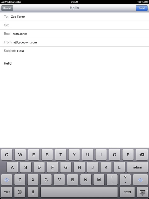 Press Send when you've finished your email message.