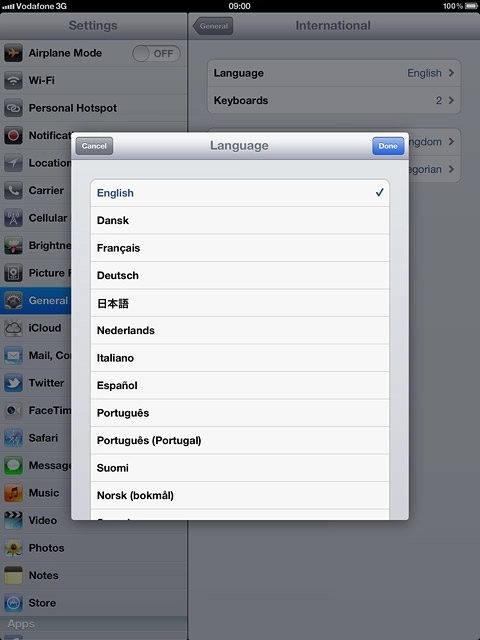 Press the required language.