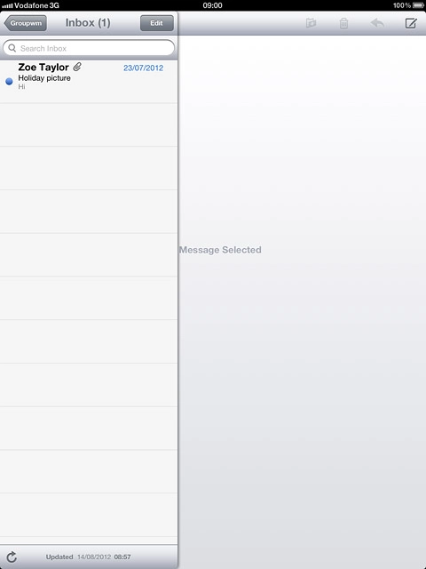 Press the required email message to read it.