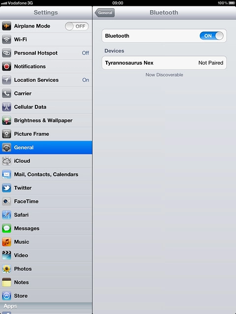 Your device searches for devices and after a moment, a list of Bluetooth devices within range is displayed.Press the required Bluetooth device.The new device is displayed on the list of paired devices.