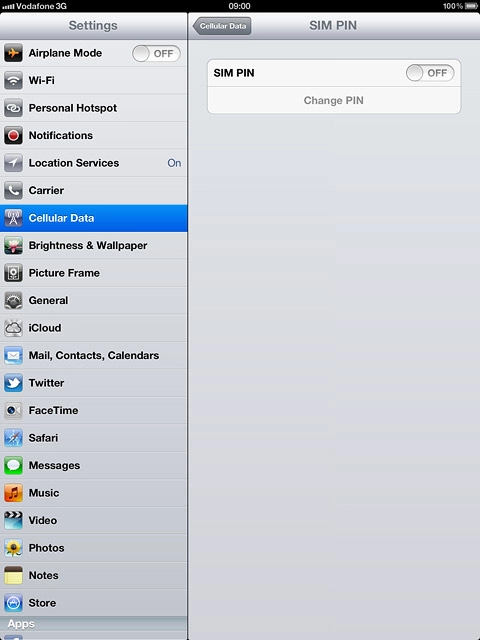 Press the indicator next to SIM PIN.