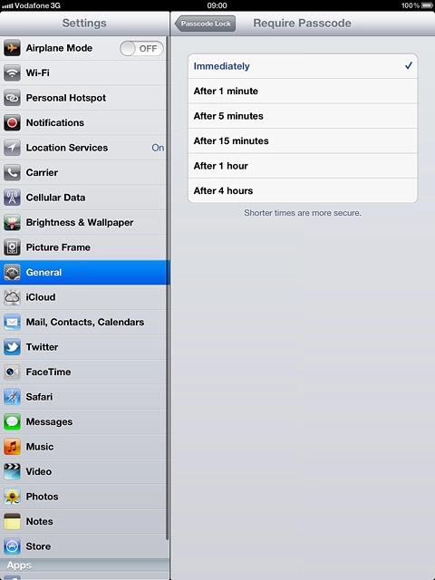 Press Passcode Lock to go back to the settings.
