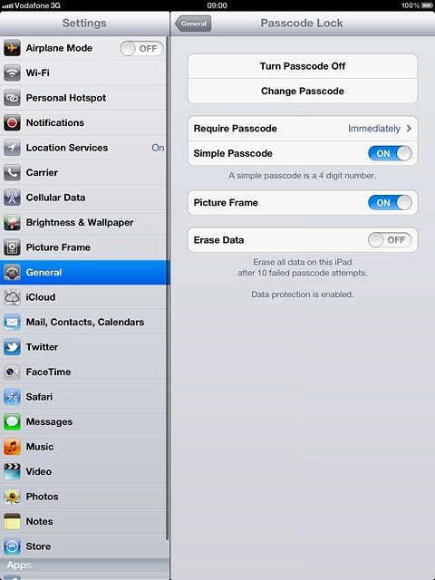 Press Turn Passcode Off.Key in the lock code.