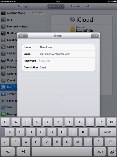 Press Password and key in the password for your email account at your email provider.