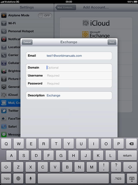 Press Username and key in your username for the server.