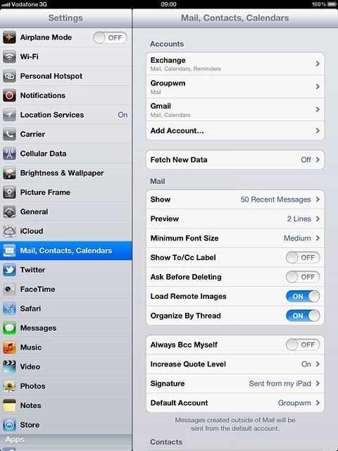 Press Default Account.