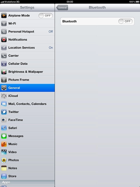Press the indicator next to Bluetooth to turn on the function.