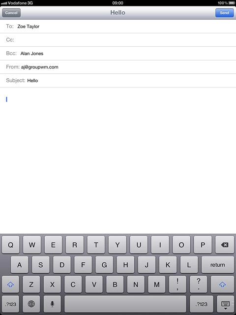 Press the text input field and write the required text.