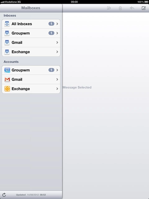 Press the required email account.Your device automatically retrieves email messages.