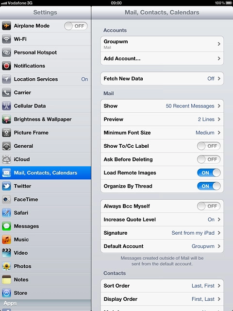 Press the name of the email account you've just set up.
