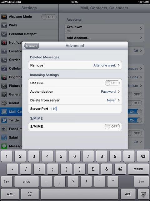 Press Server Port and key in 110