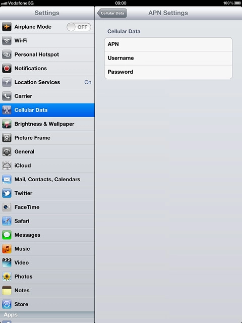 Press APN.Key in live.vodafone.com