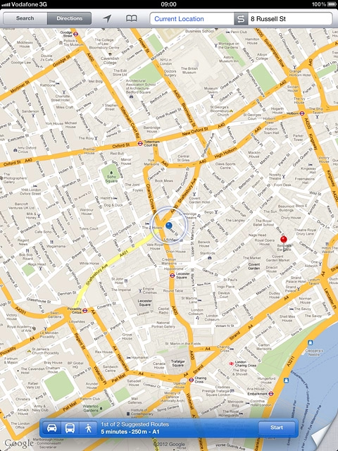 Press the required mode of transportation.