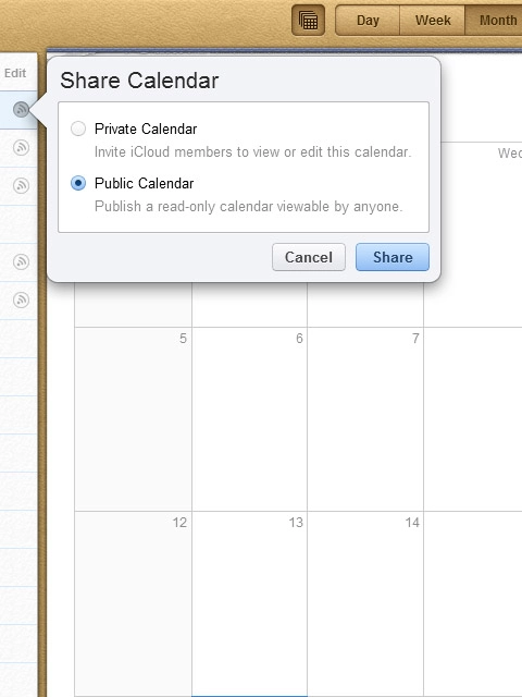 If you select Public Calendar: