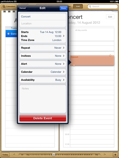Press Done to return to the list of appointments.