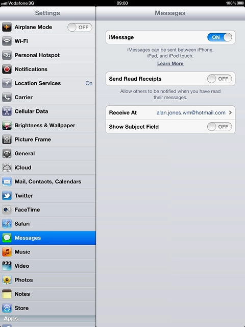 Press the indicator next to Send Read Receipts.Depending on the current setting, the function is turned on or off.