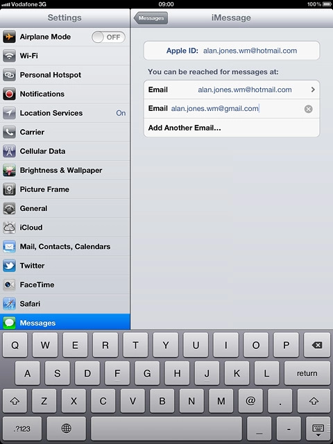 Key in the required email address and press Messages.