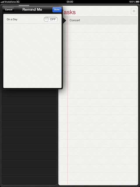 Press the indicator next to On a Day to turn on the function.