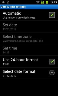 Press Automatic to turn automatic date and time update on or off.