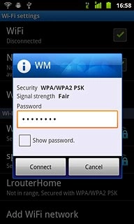 Follow the instructions on the display to select security settings, if required.Press Connect.