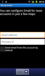 Press Email address and key in your email address (such as name@provider.com).