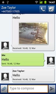 Press and hold the required text message until a pop-up menu is displayed.