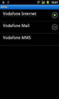 Press the field next to Vodafone Internet to fill in the field.