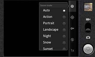 Press the required setting below Scene mode.