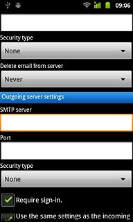 Press the field below SMTP server and key in the name or IP address of your email provider's outgoing server.Please note that if you can't send email messages when using your email provider's outgoing server, key in smtp.vodafone.net.au (Vodafone's outgoing server).