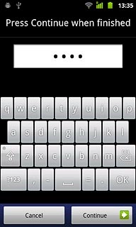 Key in the required phone lock code and press Continue.