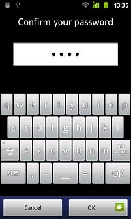 Key in the phone lock code again and press OK.