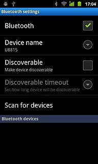 Press Discoverable to turn Bluetooth visibility on or off.