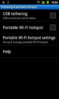 Press USB tethering to turn on the function.