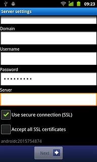Press Use secure connection (SSL) to turn SSL encryption on or off.