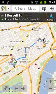 To view the directions:Press the directions icon (in the bottom left corner of the display).