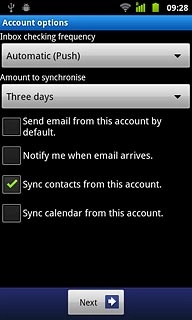 Press Sync contacts from this account to turn the function on or off.