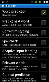 When the box next to the menu item is ticked (V), the function is turned on.