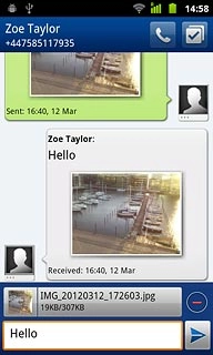 Press arrow right when you've finished your picture message.
