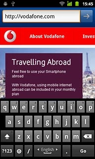 Key in the address of the required web page and press arrow right.