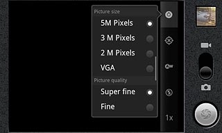 Press the required resolution below Picture size.