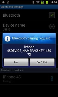 Check that the same access code is displayed on both devices and press Pair.The new device is displayed on the list of paired devices.