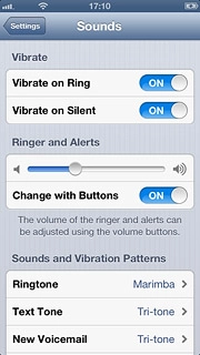To turn vibration on or off when silent mode is turned off:Press the indicator next to Vibrate on Ring.